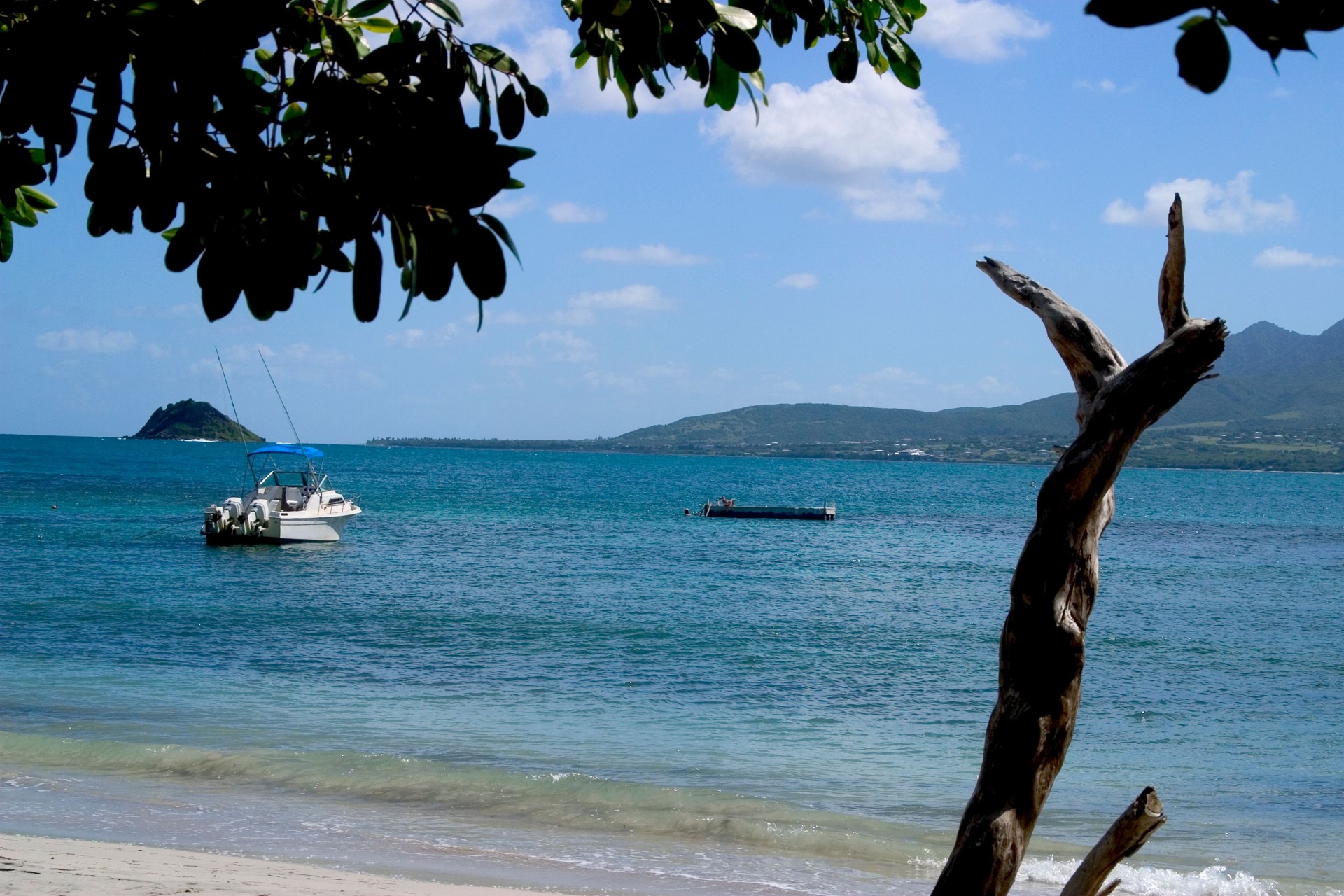 Nevis Across Bay Boat and Beach